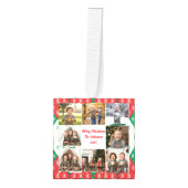 Festive Argyle Love Personalized Christmas キューブオーナメント (正面)