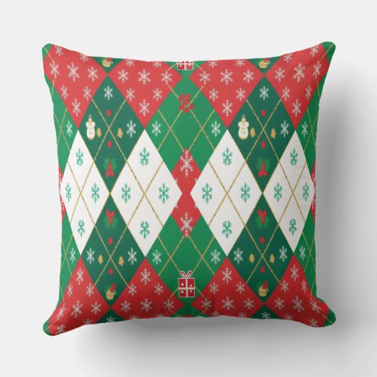 Festive Argyle Love Personalized Christmas クッション (裏面)