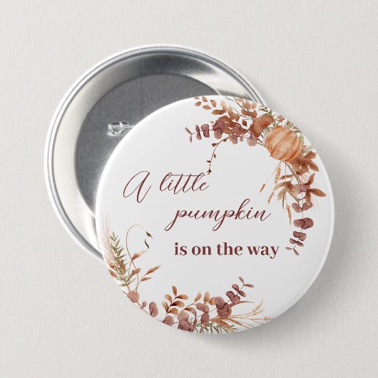 Festive Autumn Terracotta Baby Fox Pumpkin 缶バッジ (正面&裏面)