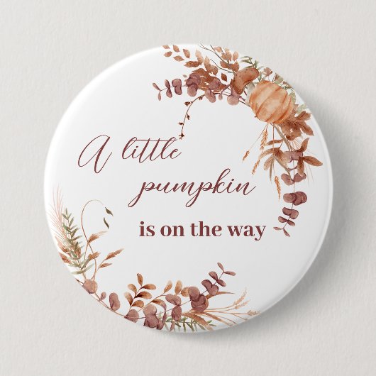 Festive Autumn Terracotta Baby Fox Pumpkin 缶バッジ (正面)