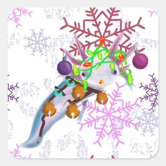 Festive Axlotl スクエアシール (正面)