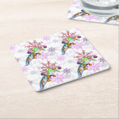 Festive Axlotl スクエアペーパーコースター (アングル)