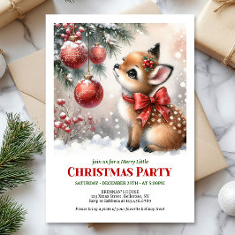 Festive baby deer Christmas kids invite printable  招待状
