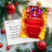 Festive Baubles Christmas Dinner Party Invitation ポストカード