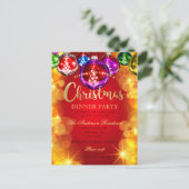 Festive Baubles Christmas Dinner Party Invitation ポストカード (スタンド正面)