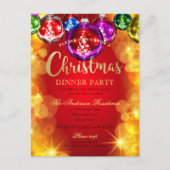 Festive Baubles Christmas Dinner Party Invitation ポストカード (正面)