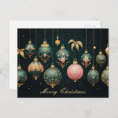Festive Baubles Christmas Greeting Card ポストカード (正面/裏面)