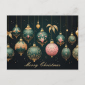 Festive Baubles Christmas Greeting Card ポストカード (正面)