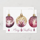 Festive Baubles Christmas Greeting Card ポストカード (正面/裏面)