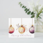 Festive Baubles Christmas Greeting Card ポストカード (スタンド正面)