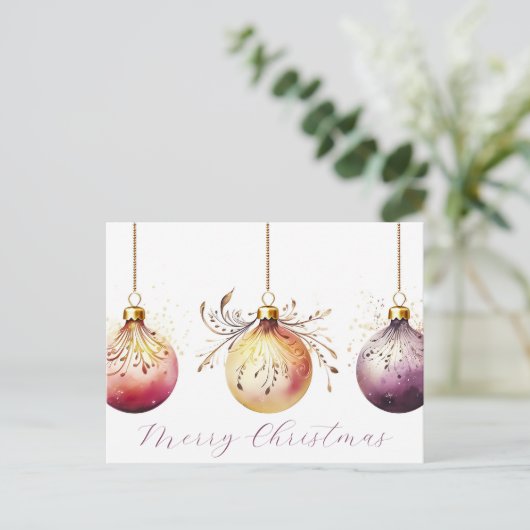 Festive Baubles Christmas Greeting Card ポストカード (スタンド正面)