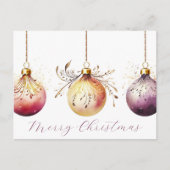 Festive Baubles Christmas Greeting Card ポストカード (正面)