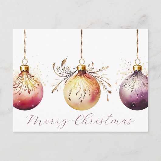 Festive Baubles Christmas Greeting Card ポストカード (正面)