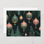 Festive Baubles Christmas Greeting Card ポストカード (正面/裏面)