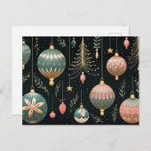 Festive Baubles Christmas Greeting Card ポストカード (正面/裏面)