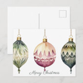 Festive Baubles Christmas Greeting Card ポストカード (正面/裏面)