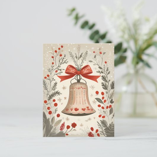 Festive Bell Christmas Greeting ポストカード (スタンド正面)