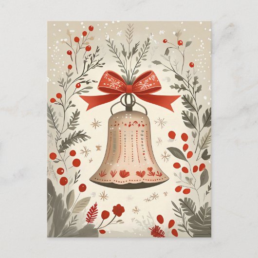 Festive Bell Christmas Greeting ポストカード (正面)