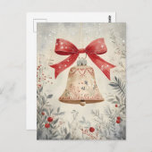 Festive Bell Christmas Greeting ポストカード (正面/裏面)