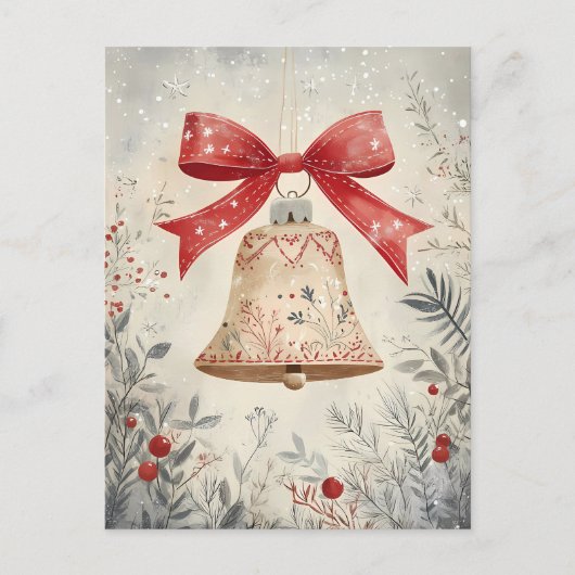 Festive Bell Christmas Greeting ポストカード (正面)