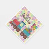 Festive Birthday Balloon Train Birthday スタンダードランチョンナプキン (角)