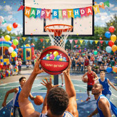Festive Birthday Basketball with Balloons  バスケットボール