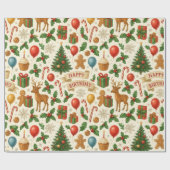 Festive Birthday Christmas ラッピングペーパー (フラット)