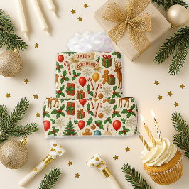 Festive Birthday Christmas ラッピングペーパー