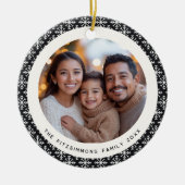 Festive Black and White Scandinavian 2 Sided Photo セラミックオーナメント (正面)