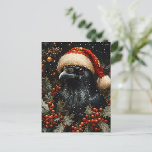 Festive Black Christmas Bird ポストカード (スタンド正面)