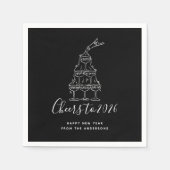 Festive Black New Years Eve Party Paper スタンダードカクテルナプキン (正面)