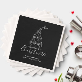 Festive Black New Years Eve Party Paper  スタンダードカクテルナプキン
