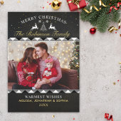Festive Black Tartan Plaid Christmas Photo 招待状