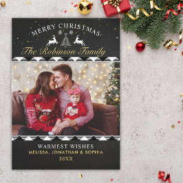 Festive Black Tartan Plaid Christmas Photo 招待状