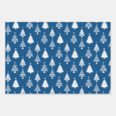 Festive Blue and White Christmas Tree Pattern ラッピングペーパーシート (正面)