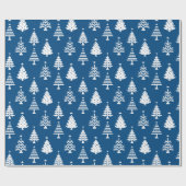 Festive Blue and White Christmas Tree Pattern ラッピングペーパー (フラット)