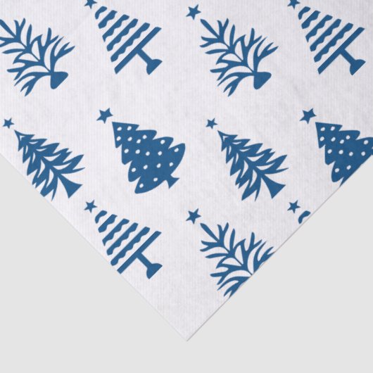 Festive Blue and White Christmas Tree Pattern 薄葉紙 (詳細)