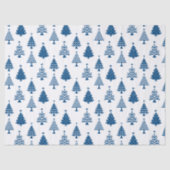 Festive Blue and White Christmas Tree Pattern 薄葉紙 (正面)