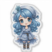 Festive Blue Character Spreading Christmas Cheer シール (正面)