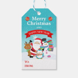 Festive Blue Christmas Friends ギフトタグ