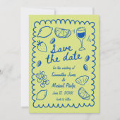 Festive Blue Coastal Wedding Save the Date (正面)
