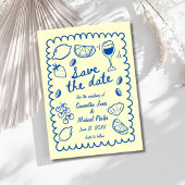 Festive Blue Coastal Wedding Save the Date