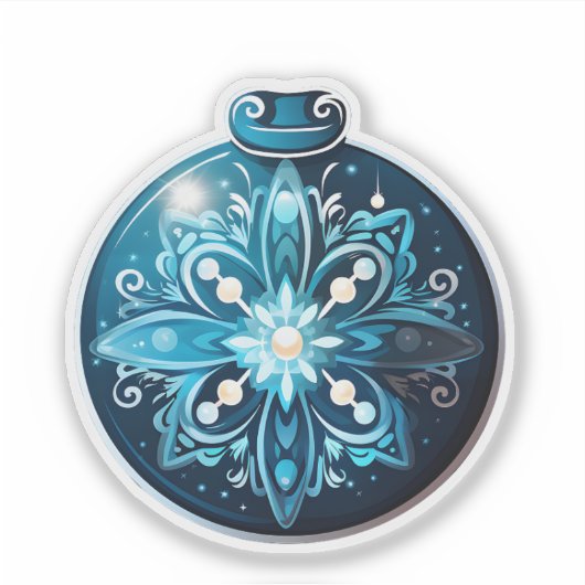 Festive Blue Sticker for Christmas シール (正面)