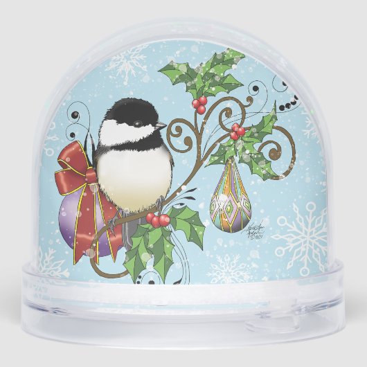 Festive Blue Vintage Christmas Chickadee (裏面)