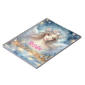 Festive Blue Watercolor Ethereal Frost Snow Angel ノートブック (左側)