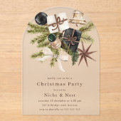 Festive Boho Office Corporate Christmas Party アクリル招待状 (正面)