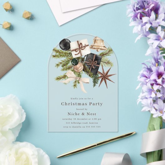 Festive Boho Office Corporate Christmas Party アクリル招待状 (インサイチュ (ウェディング))