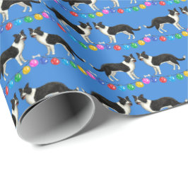 Festive Border Collies Wrapping Paper ラッピングペーパー