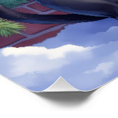 Festive Boston Terrier Christmas Art ポスター (コーナー)