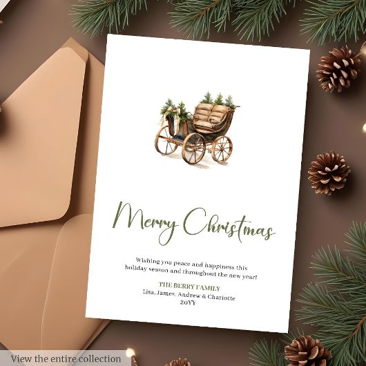 Festive Botanical Custom Christmas Greeting Card シーズンカード